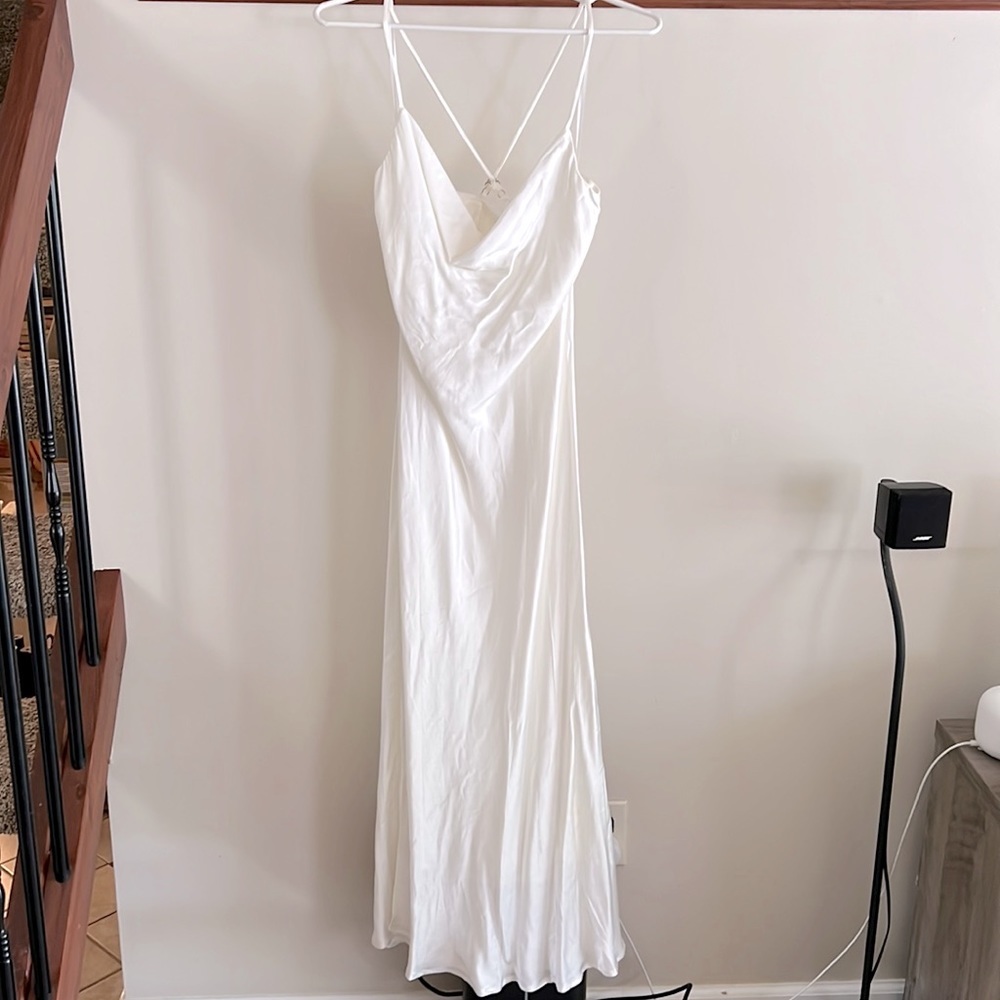 Silky White Slip Midi Dress